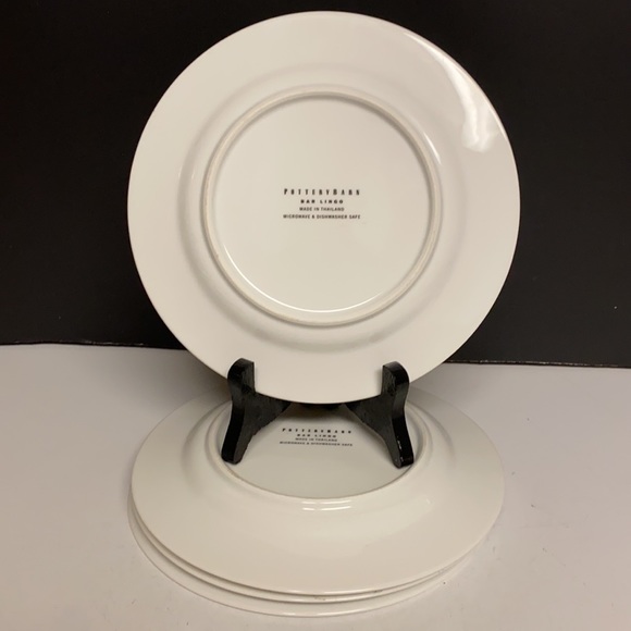 Pottery Barn Bar Lingo Cocktail Themed Appetizer Plates Set of Four 8”D - Picture 9 of 10